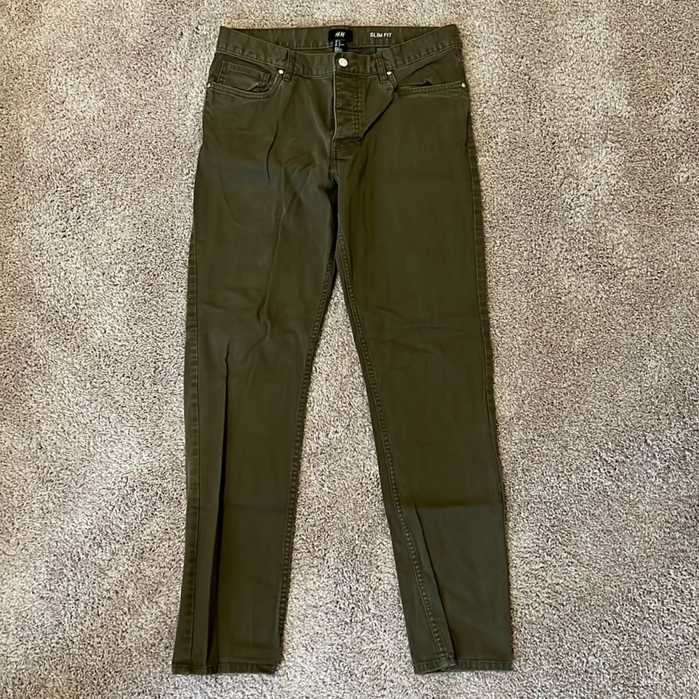 H&M Men's Slim Fit Chinos, Size 31, Brown